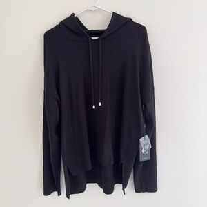 Cyrus Black Stretch Knit Relaxed Hoodie Large